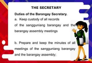 duties and responsibilities of barangay kagawad|Secretary of the Interior and Local Government.